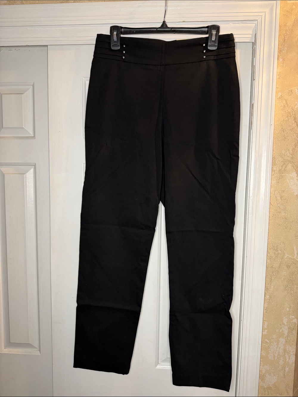 JM Collection Black Rivet Slim-Leg Dress Pants